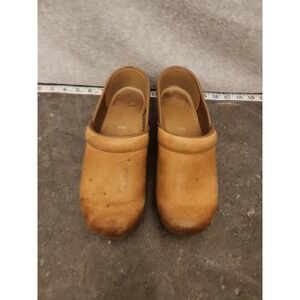 Dansko Tan Leather Clogs Women's 37 Wide Professional Shoes Classic Cushioned